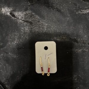 Elegant Gold and Red Dangle Earrings